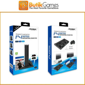 Vertical Stand Kipas Cooling fan Charger Rak CD PS4 Slim Fat Pro Dobe