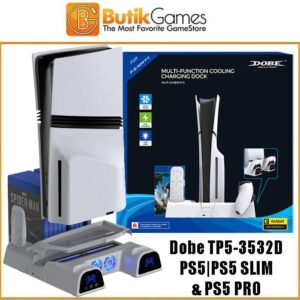 Charging Charger Dock Vertical Stand Kipas Cooling Fan PS5 Fat Slim Pro Dobe TP5-3532D