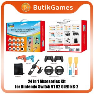 24 in 1 Kit Sport Sports Pack Bundle Raket Stir Pancing Strap for Nintendo Switch V1 V2 OLED Switch2 DOBE TNS-5113